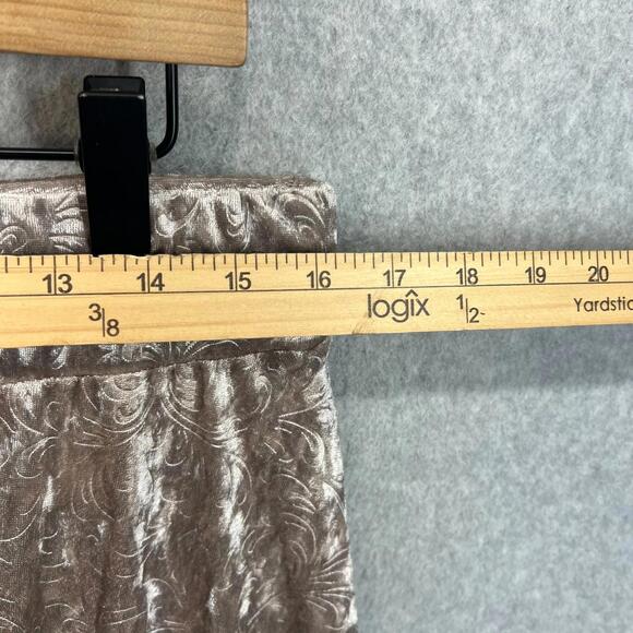 Vintage Claudia Richard Knee Skirt Womens L Taupe Paisley Imprint Crushed Velvet - Picture 6 of 8